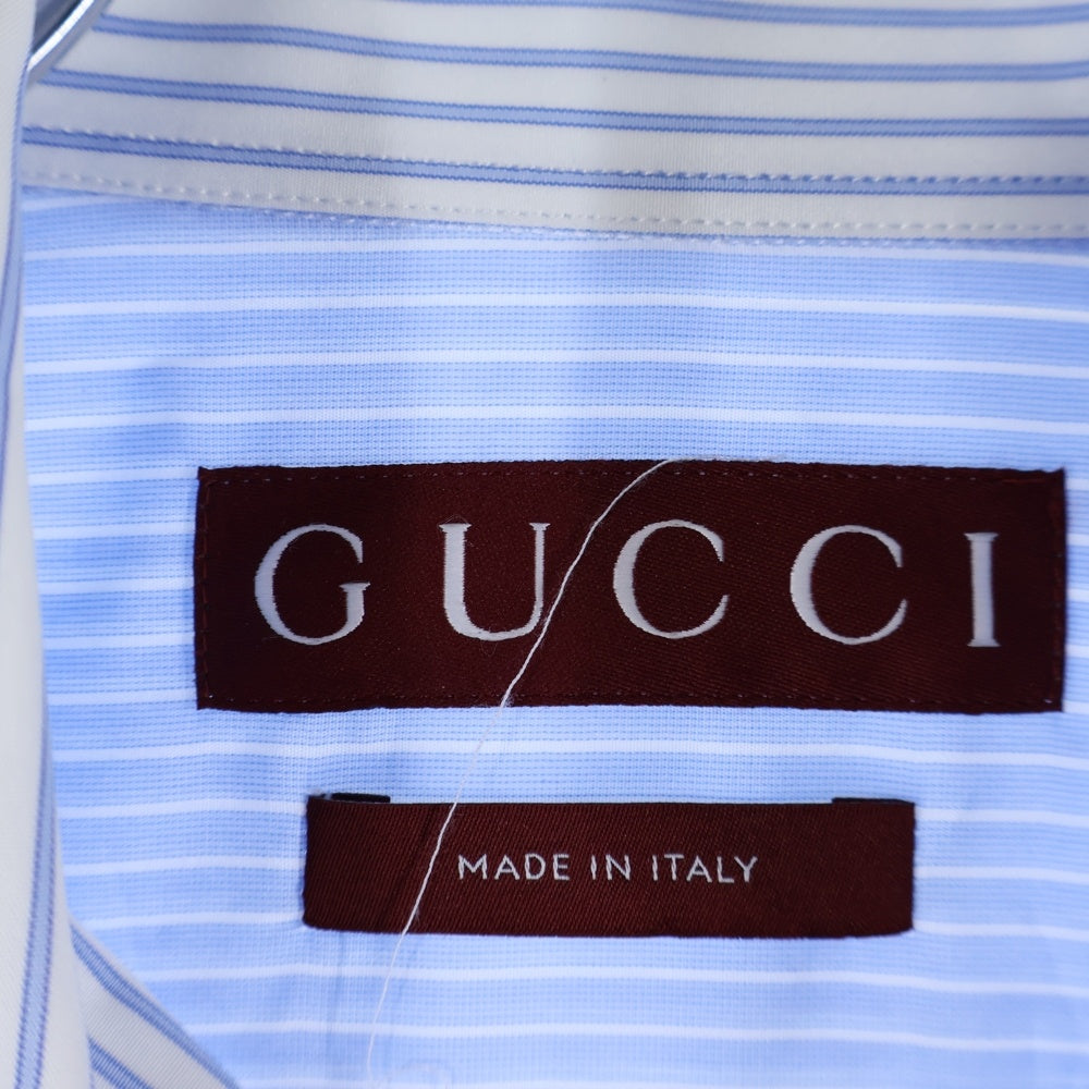 GUCCI(グッチ) Emboss Logo Shirt エンボスロゴ ストライプ長袖シャツ ブルー