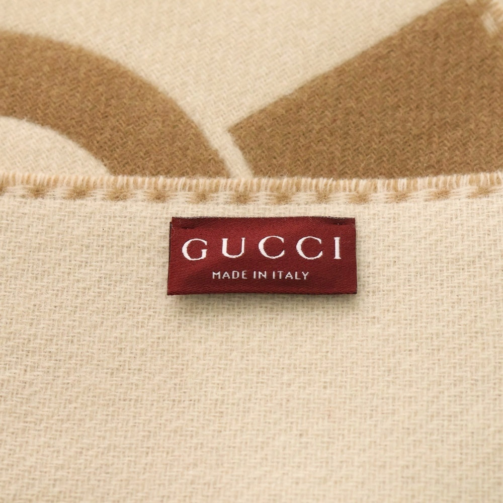GUCCI(グッチ) Wool Cashmere Scarf カシミヤ混 ウールスカーフ マフラー ベージュ 715497 3GB02