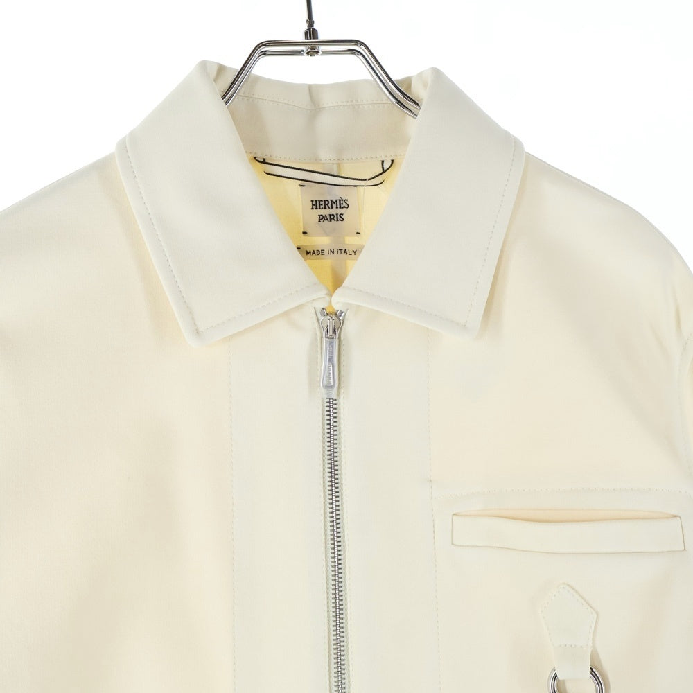 HERMES(エルメス) Zippered Overshirt Jacket ジップアップ オーバーサイズ ジャケット ブルゾン ホワイト レディース 3E0215DJ