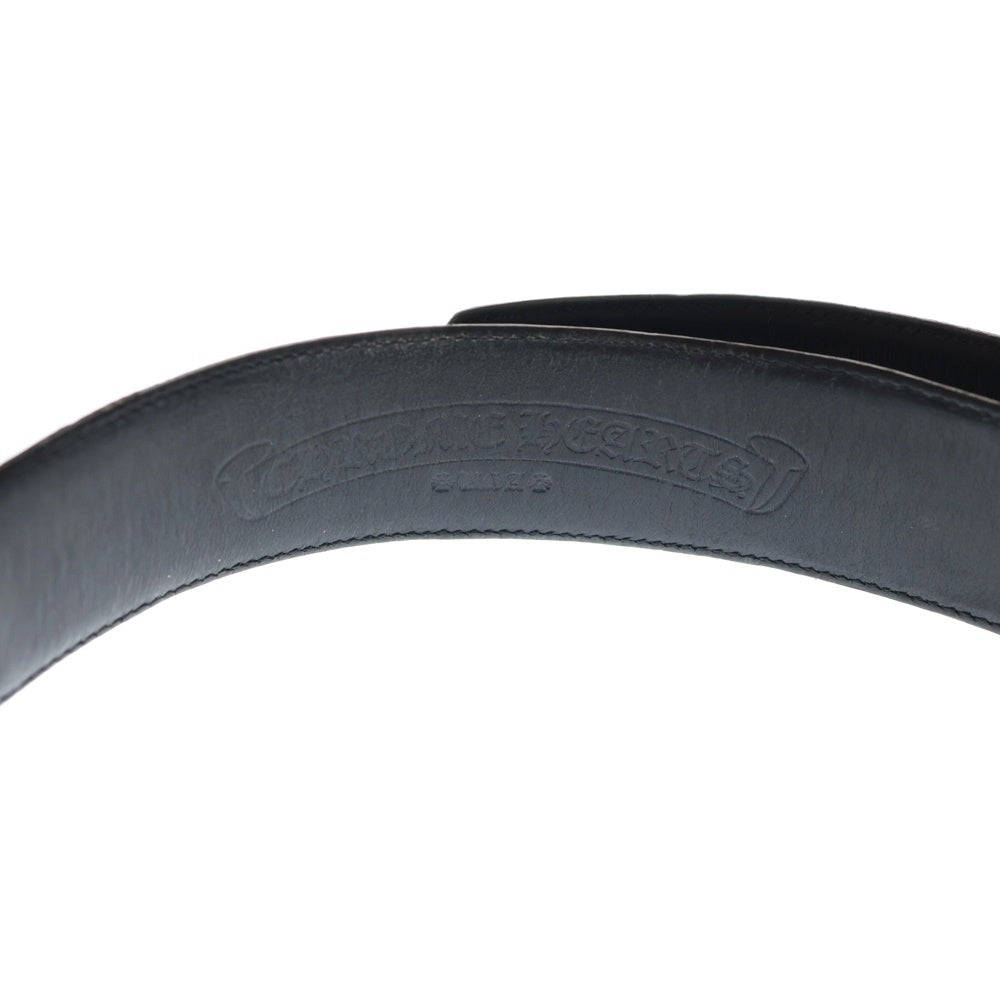 CHROME HEARTS(クロムハーツ) 1.5 STRAP 1.5inch スクロールレーベルリベッツ レザーベルト ブラック
