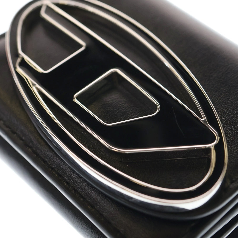 DIESEL(ディーゼル) 1DR TRI FOLD COIN XS II 三つ折り財布 メタルロゴ レザー ブラック