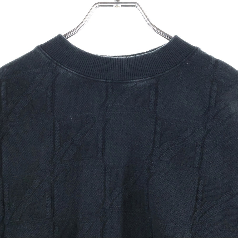 we11done(ウェルダン) 総柄 ラバーロゴ クルーネックスウェットトレーナー ブラック WD-TS3-21-580-U-SK