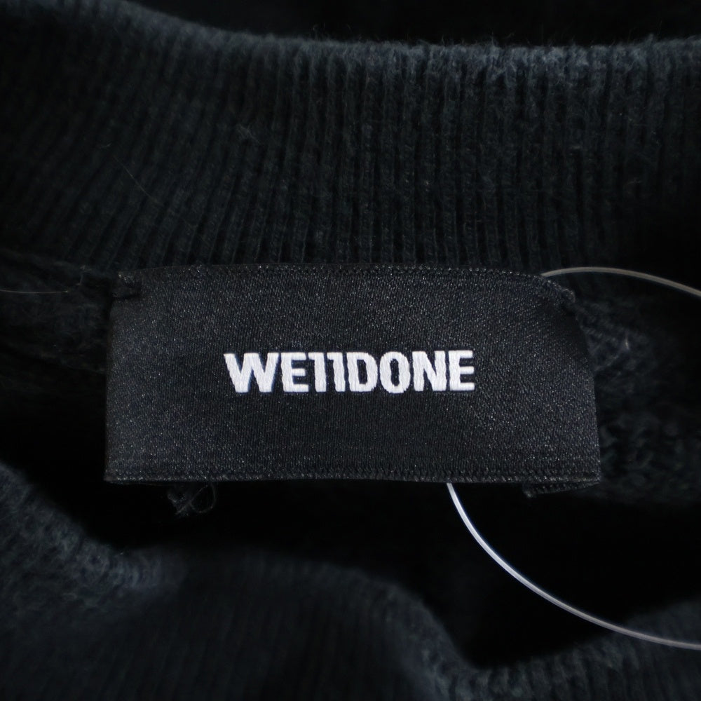 we11done(ウェルダン) 総柄 ラバーロゴ クルーネックスウェットトレーナー ブラック WD-TS3-21-580-U-SK