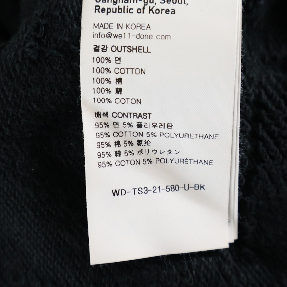 we11done(ウェルダン) 総柄 ラバーロゴ クルーネックスウェットトレーナー ブラック WD-TS3-21-580-U-SK