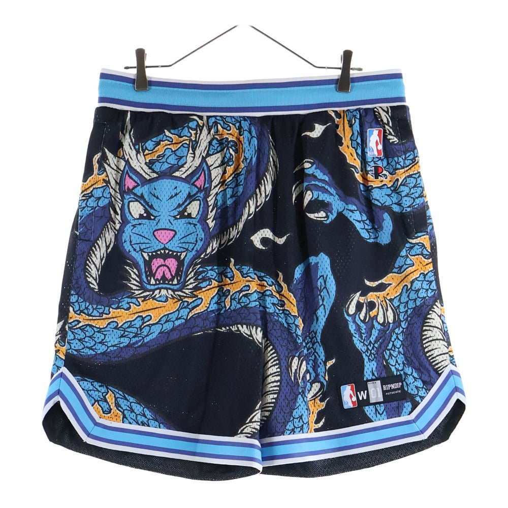 RIPN DIP(リップンディプ) 総柄グラフィックデザイン ショーツ ハーフパンツ ブラック/ブルー