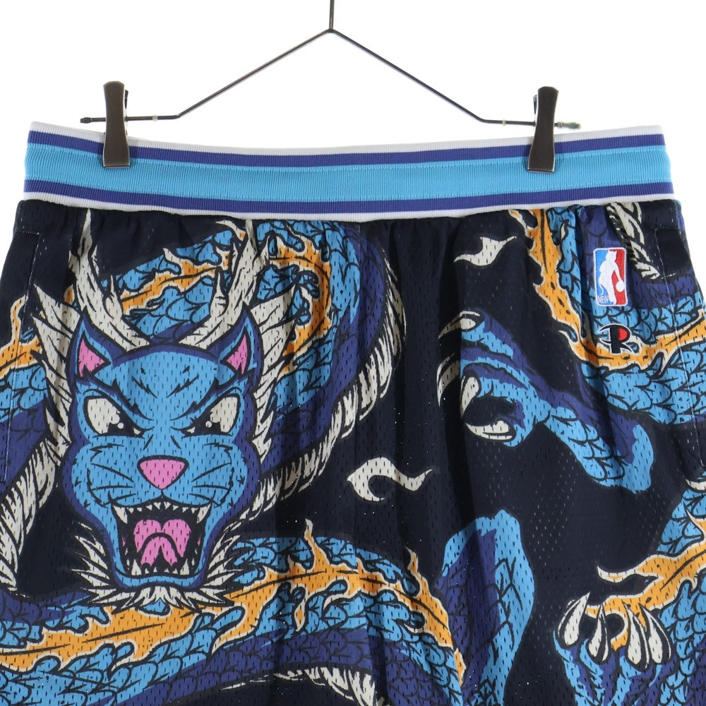 RIPN DIP(リップンディプ) 総柄グラフィックデザイン ショーツ ハーフパンツ ブラック/ブルー