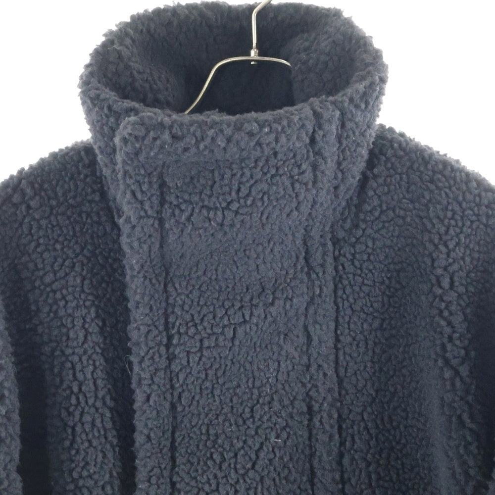 we11done(ウェルダン) OVERSIZED SHEARING JUMPER オーバーサイズ シアリング ジップアップロングジャケット コート ブラック WD-JP3-21-193-U-BK