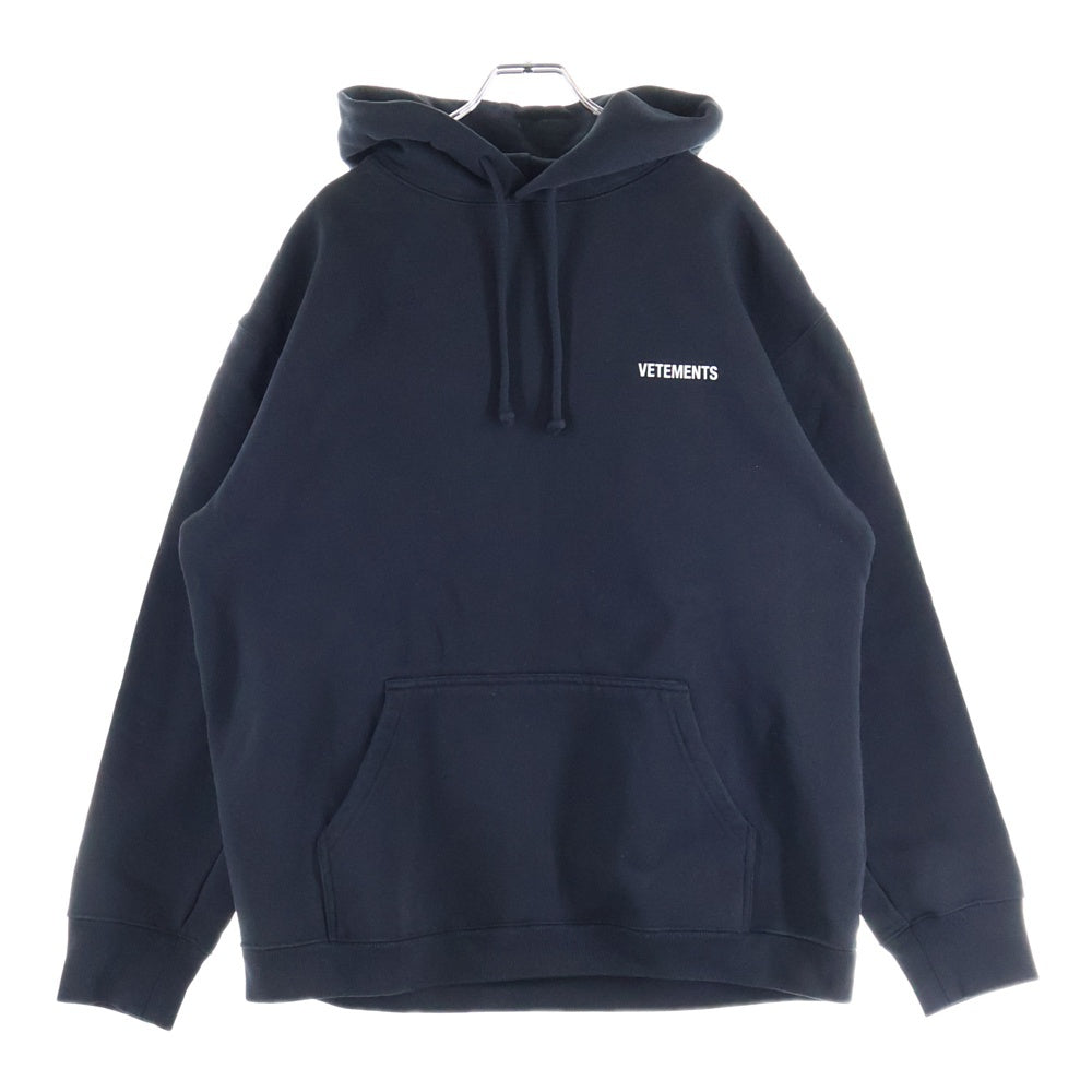 VETEMENTS(ヴェトモン) 20AW OVERSIZED LOGO HOODIE オーバーサイズ ロゴ フーディー プルオーバースウェットパーカー ブラック UAH21TR535