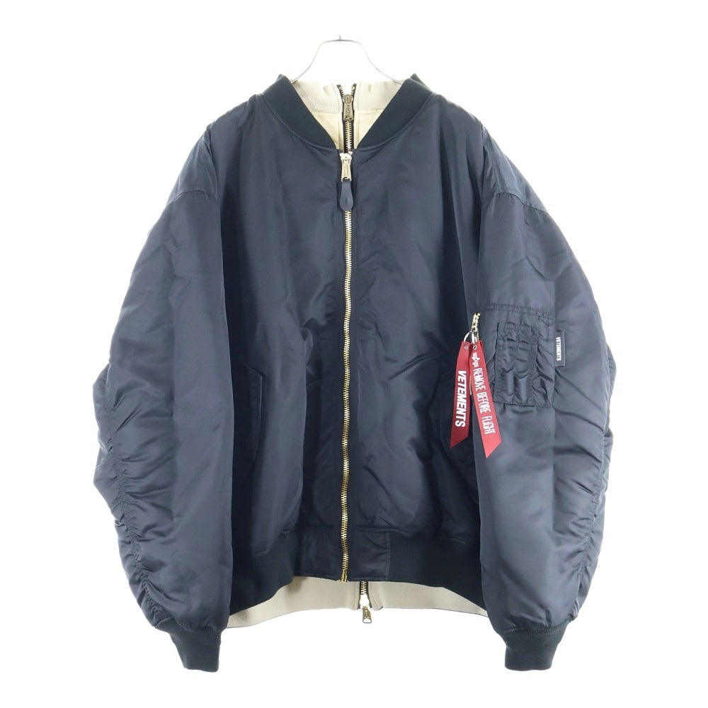 VETEMENTS(ヴェトモン) 20AW リバーシブルダブルジッパー ミリタリージャケット ブルゾン ブラック/アイボリー UAH21JA001