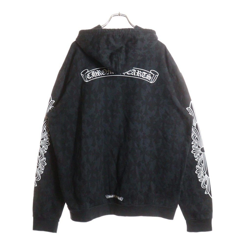 CHROME HEARTS(クロムハーツ) SWTSHRT PLVR GRAVEYARD グレイブヤード セメタリークロス総柄 アームフローラルプリント プルオーバースウェットパーカー フーディー ブラック