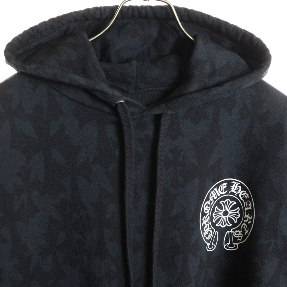 CHROME HEARTS(クロムハーツ) SWTSHRT PLVR GRAVEYARD グレイブヤード セメタリークロス総柄 アームフローラルプリント プルオーバースウェットパーカー フーディー ブラック