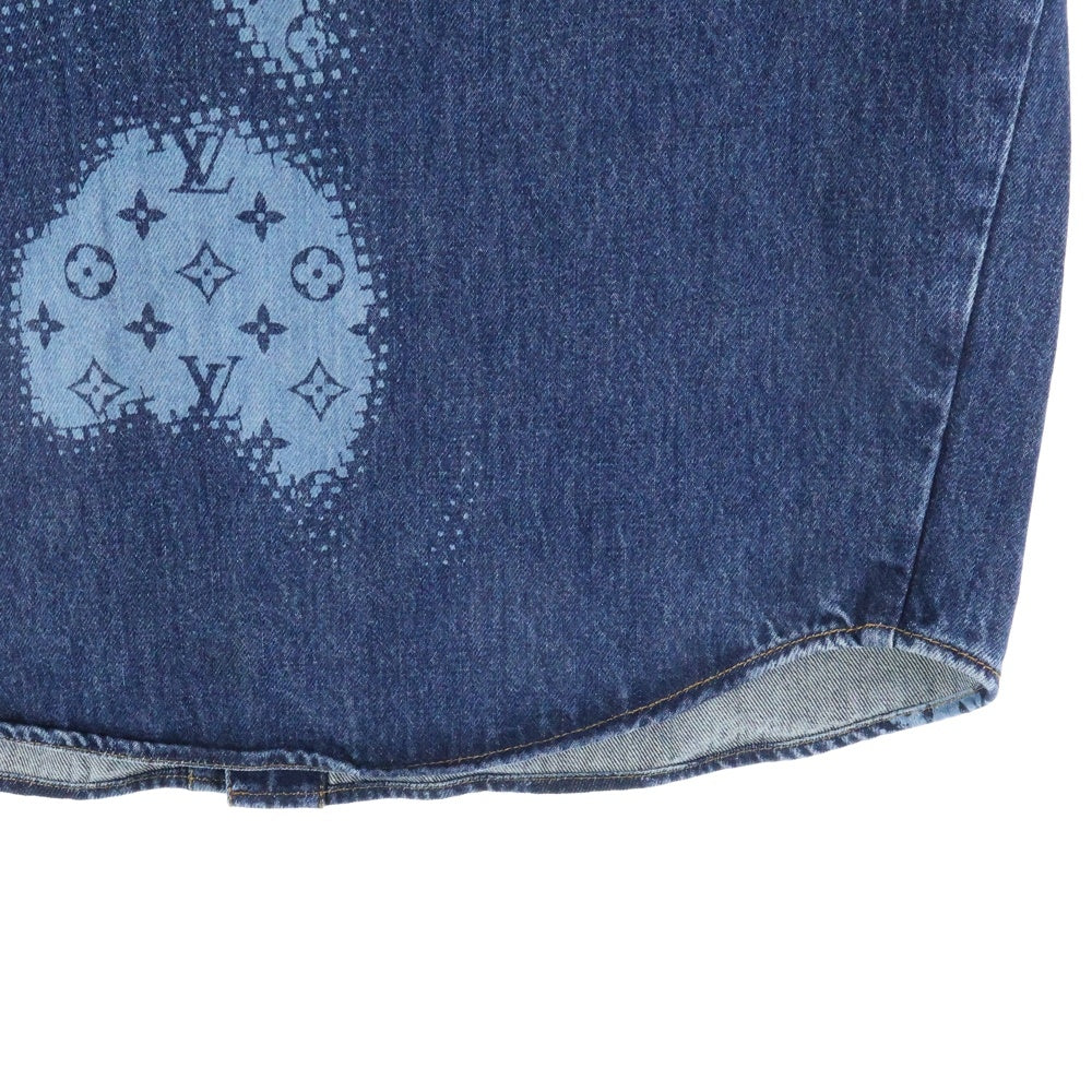 LOUIS VUITTON(ルイヴィトン) 24SS LVモノグラム グラデーション半袖デニムシャツ インディゴ RM241M FTO HQS10W