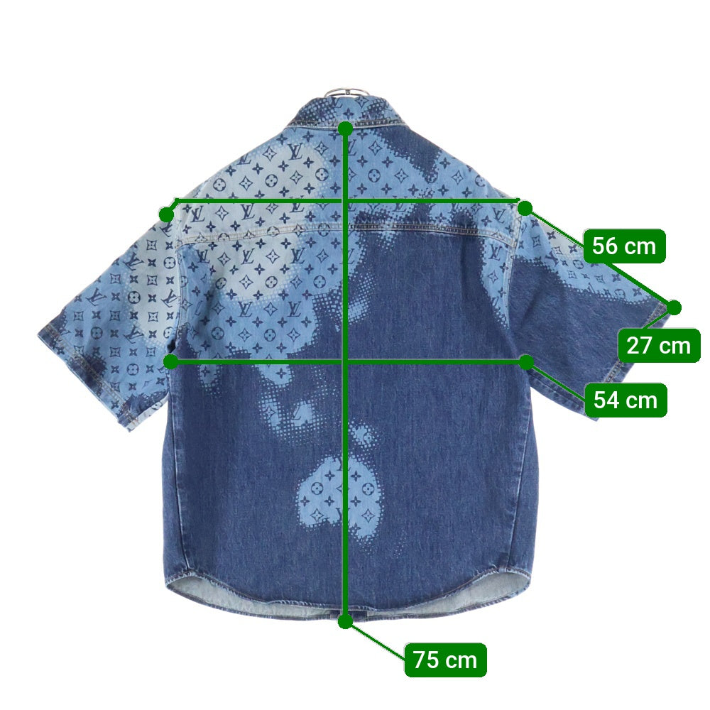 LOUIS VUITTON(ルイヴィトン) 24SS LVモノグラム グラデーション半袖デニムシャツ インディゴ RM241M FTO HQS10W