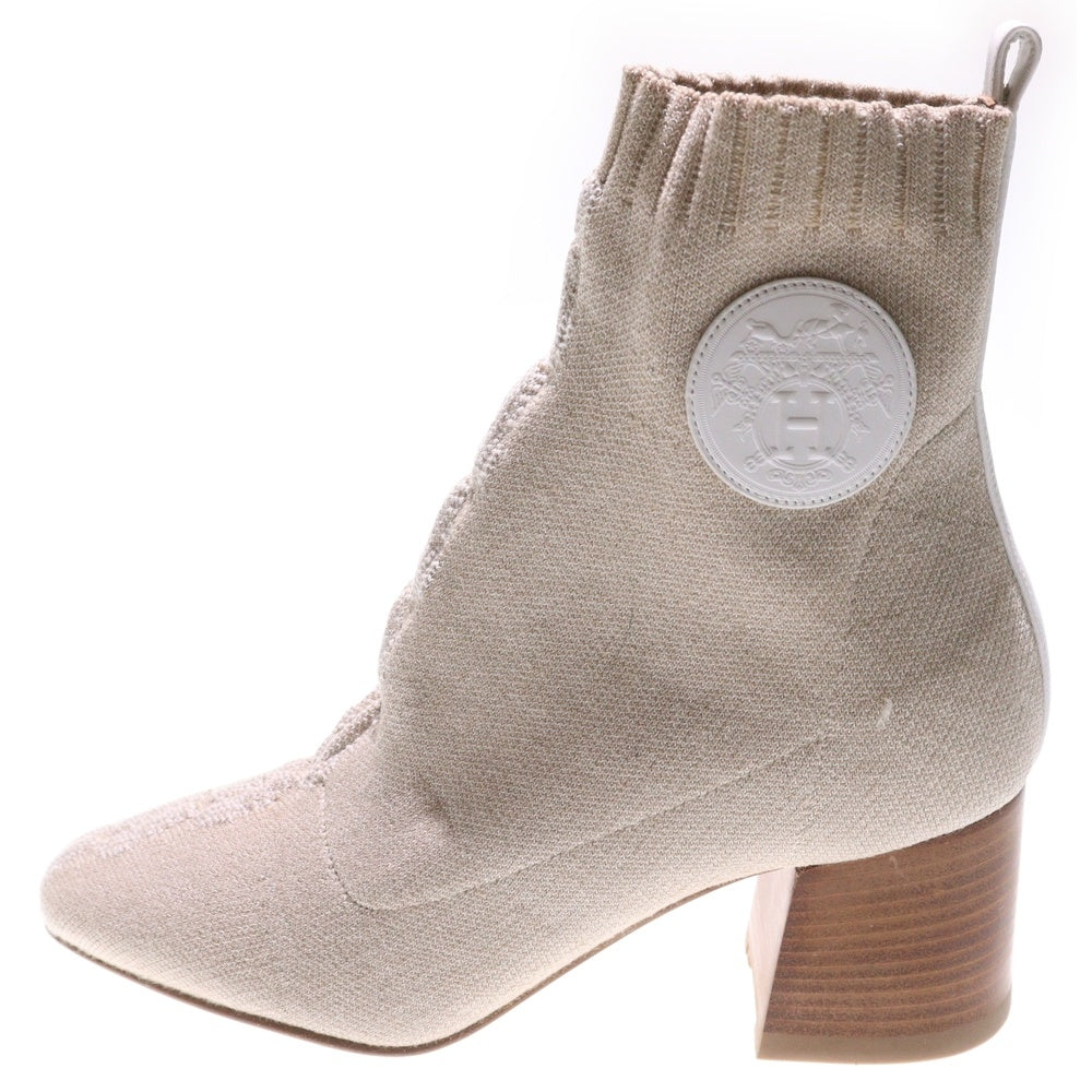 HERMES(エルメス) ヴォルヴェール ショートブーツ ニットハイカットブーツ ベージュ レディース