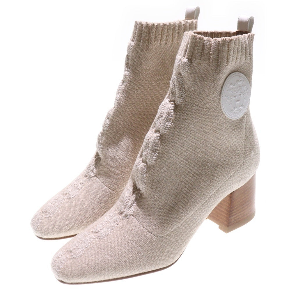 HERMES(エルメス) ヴォルヴェール ショートブーツ ニットハイカットブーツ ベージュ レディース