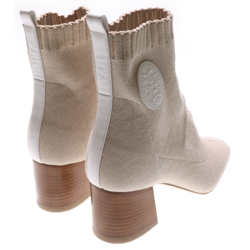 HERMES(エルメス) ヴォルヴェール ショートブーツ ニットハイカットブーツ ベージュ レディース