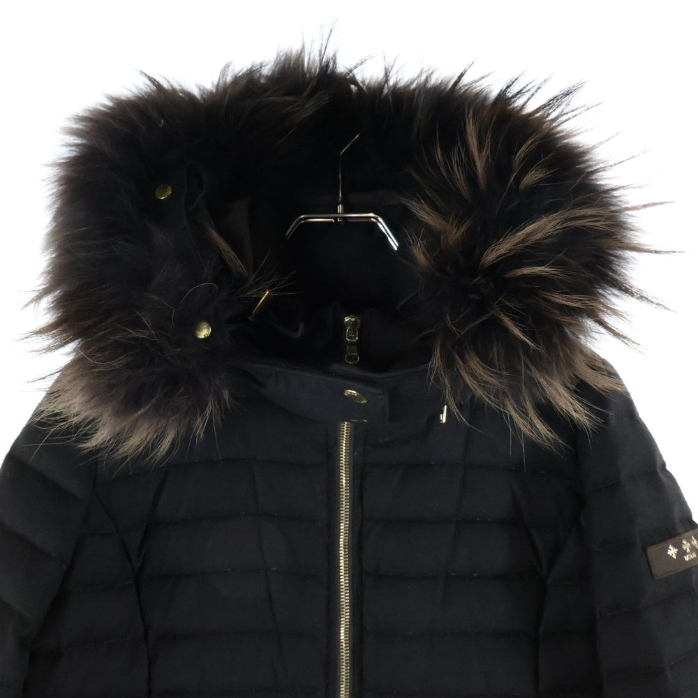 TATRAS(タトラス) Down Coat ロゴワッペン ファーダウンジャケット ダウンコート ブラック レディース LTA18A4652