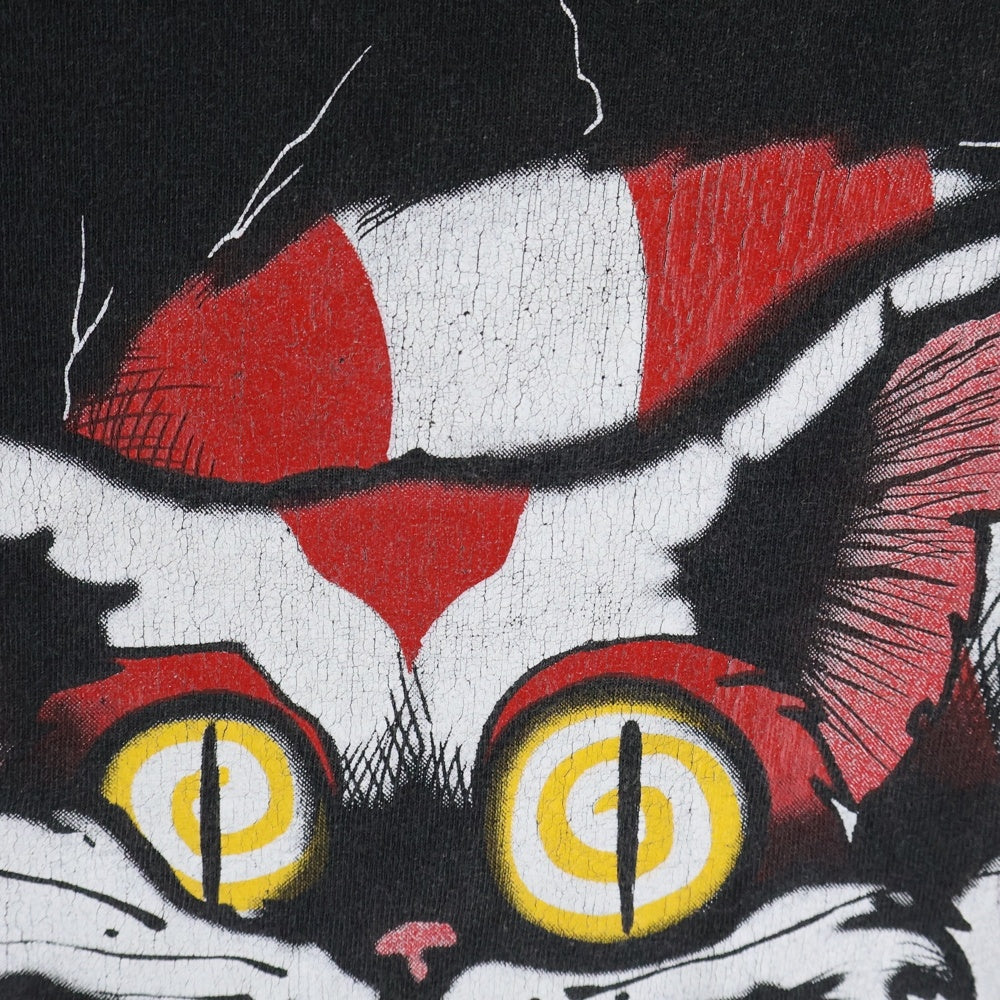 VINTAGE(ヴィンテージ) 90s 不思議の国のアリス チェシャ猫 フロントプリント ANDAZIA 半袖Tシャツカットソー ブラック