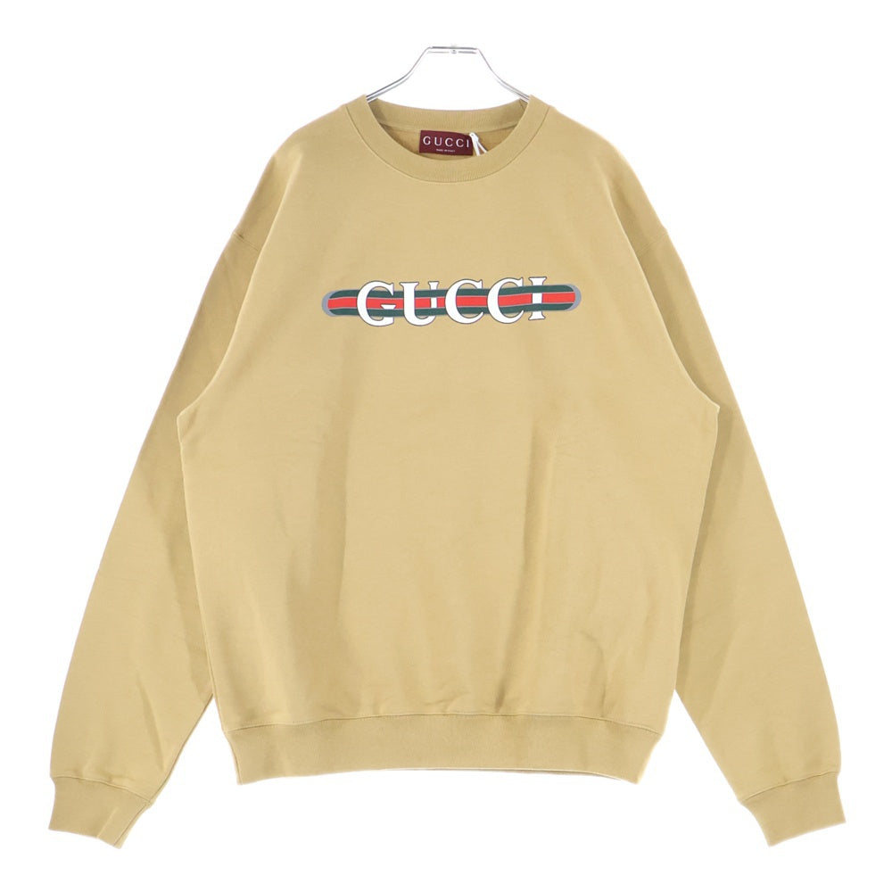 GUCCI(グッチ) Sweatshirt ロゴプリント クルーネックスウェットトレーナー ベージュ 784413 XJGKR