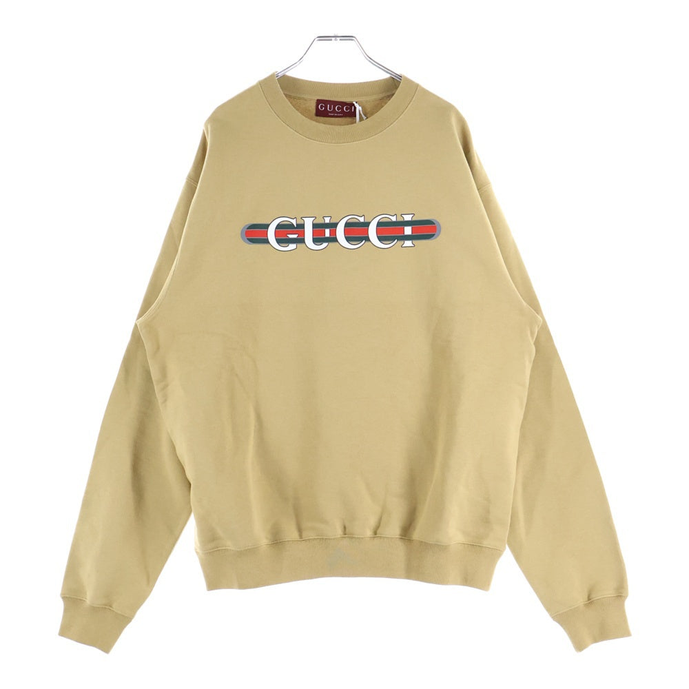 GUCCI(グッチ) Sweatshirt ロゴプリント クルーネックスウェットトレーナー ベージュ 784413 XJGKR
