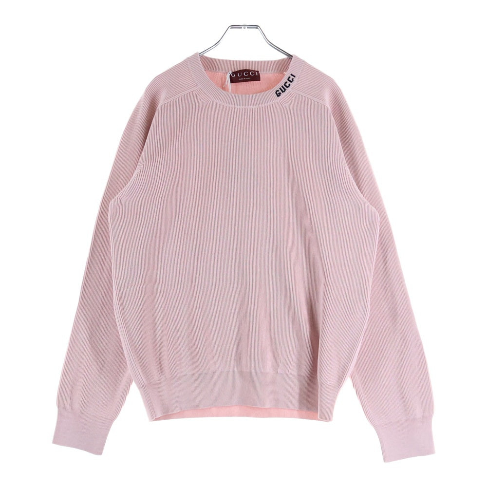 GUCCI(グッチ) Intarsia Silk Knit Sweater インターシャ シルク混クルーネックニットセーター ピンク 814988 XKEKI