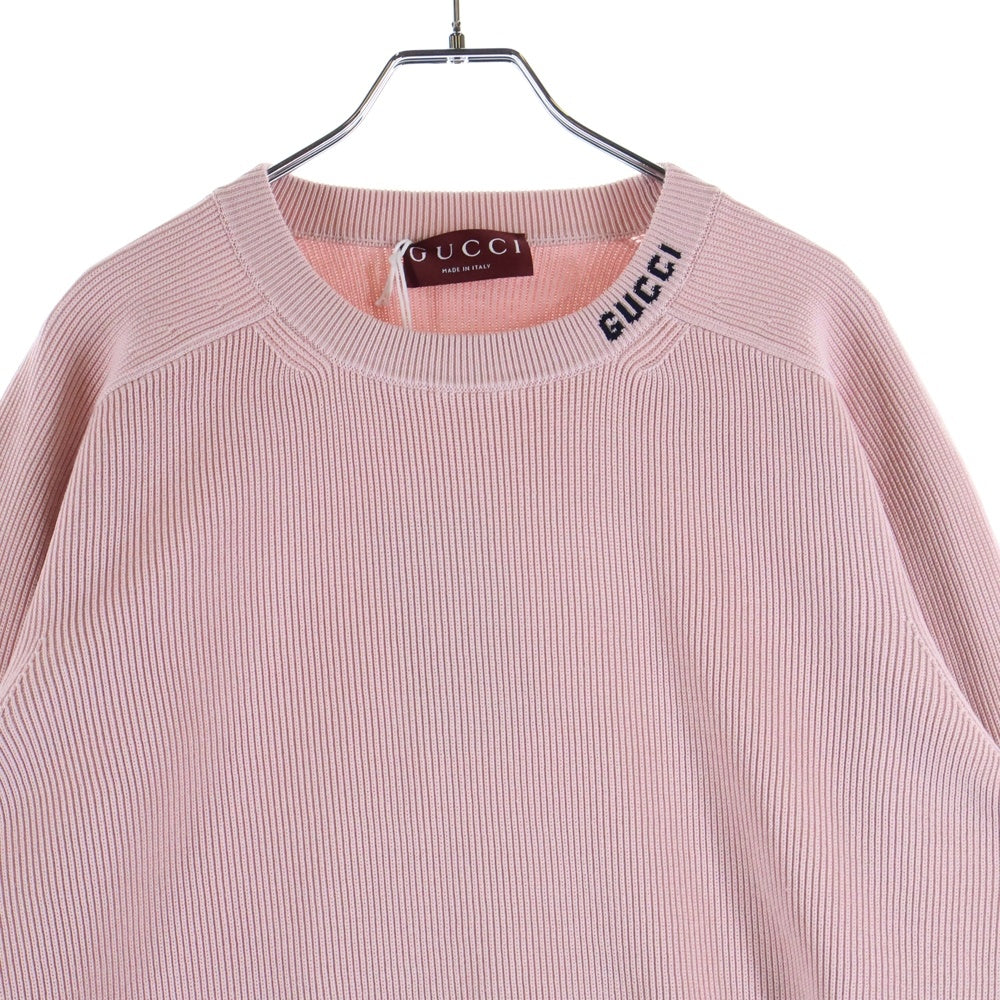 GUCCI(グッチ) Intarsia Silk Knit Sweater インターシャ シルク混クルーネックニットセーター ピンク 814988 XKEKI