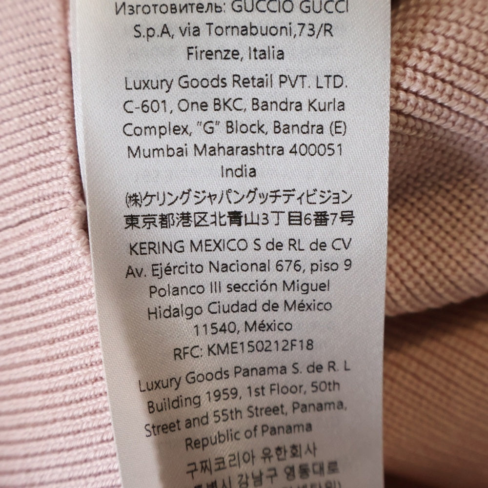 GUCCI(グッチ) Intarsia Silk Knit Sweater インターシャ シルク混クルーネックニットセーター ピンク 814988 XKEKI