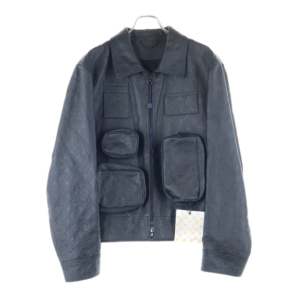 LOUIS VUITTON(ルイヴィトン) Monogram Embossed Utility Jacket モノグラム レザージャケット ブラック HIL46EQXS