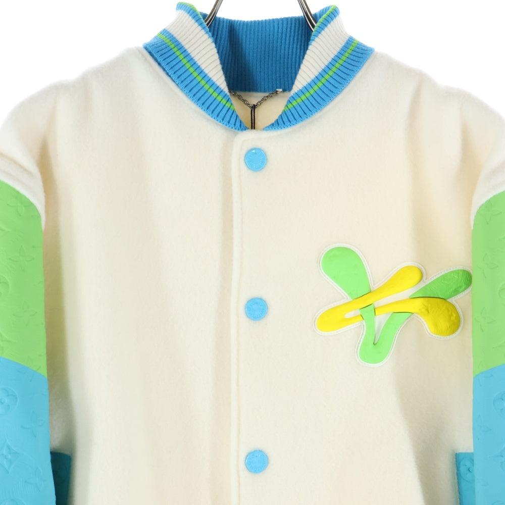 LOUIS VUITTON(ルイヴィトン) 23SS レインボー プレイグラウンド モノグラムバーシティジャケット レザー切替 ウールスタジャン アイボリー RM231 YC8 HOL63E