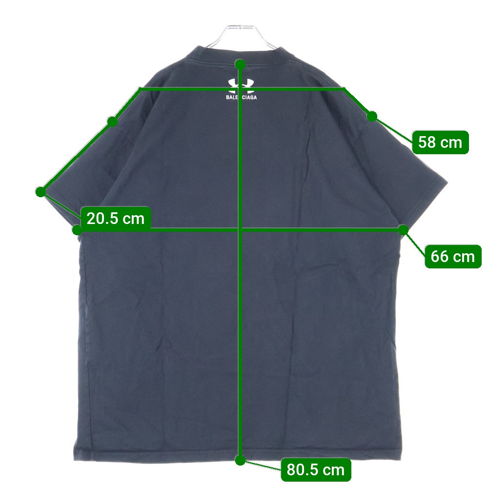 BALENCIAGA(バレンシアガ) ×Under Armour T-Shirt アンダーアーマー ロゴ刺繍 半袖Tシャツ ブラック 787349 TRVB7