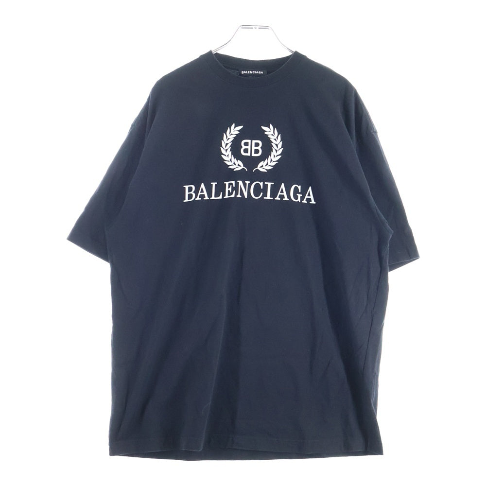 BALENCIAGA(バレンシアガ) BB Logo Print Tee フロントロゴプリント コットン半袖Tシャツ カットソー 556148 TDV51 ブラック