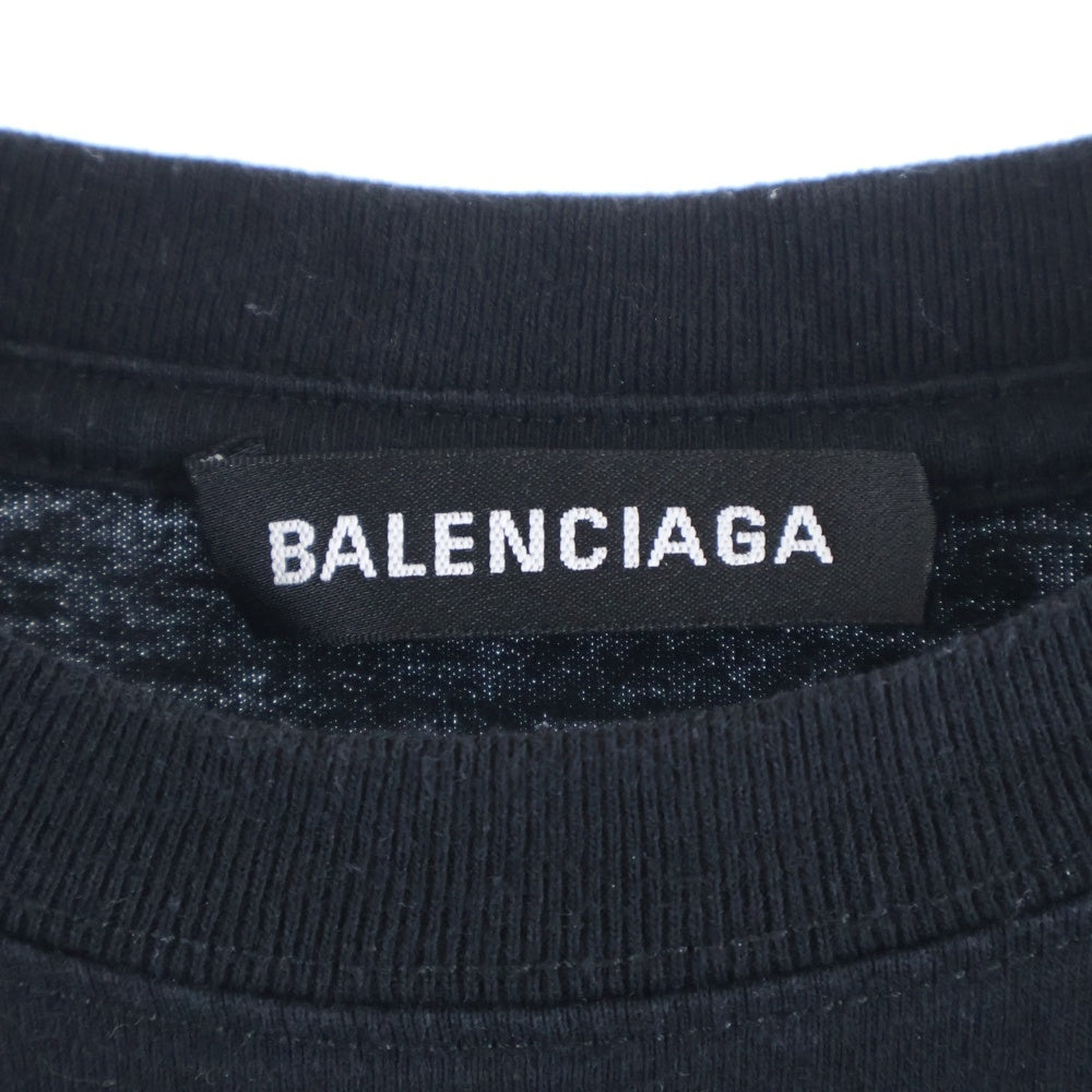 BALENCIAGA(バレンシアガ) BB Logo Print Tee フロントロゴプリント コットン半袖Tシャツ カットソー 556148 TDV51 ブラック