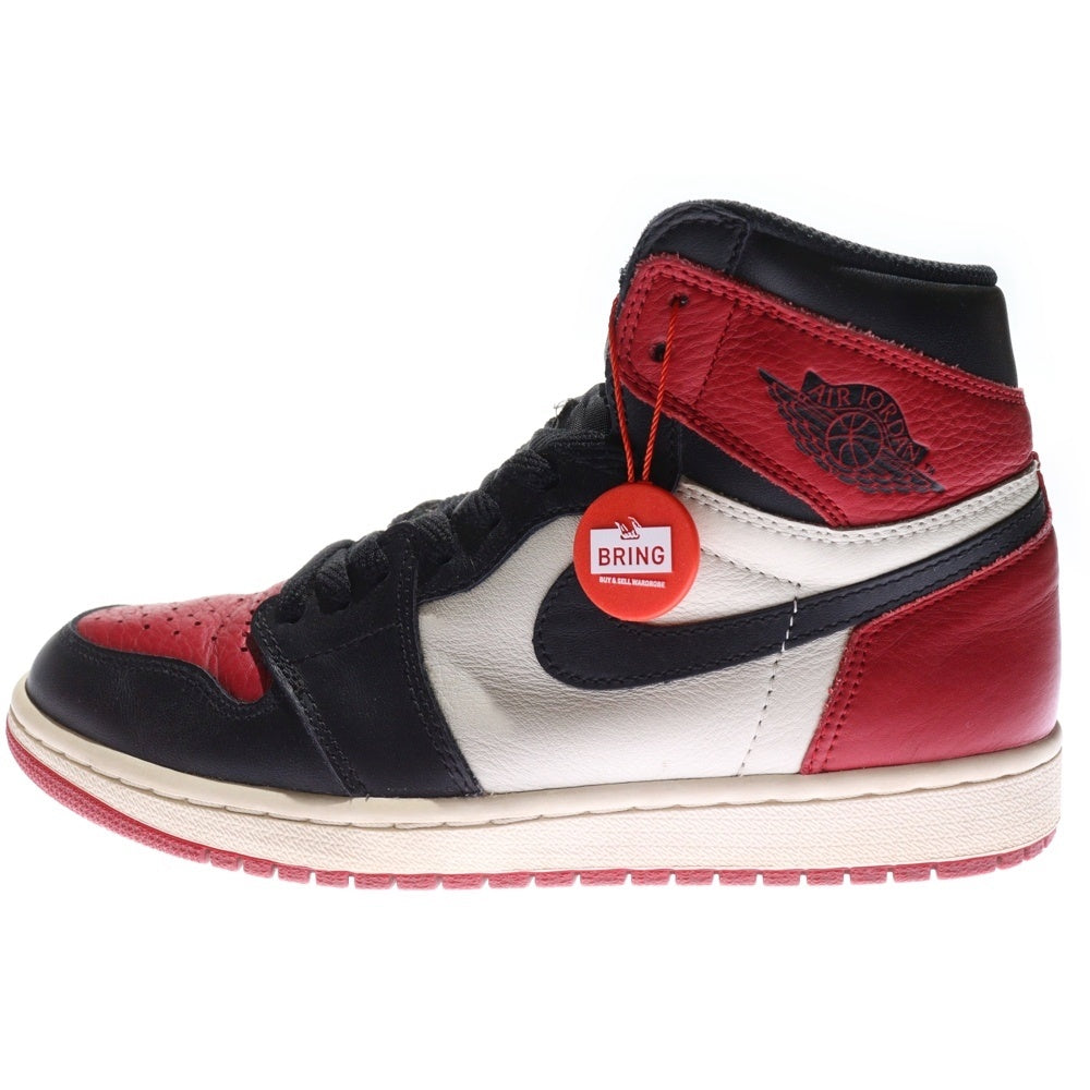 NIKE(ナイキ) AIR JORDAN1 RETRO HIGH OG エアジョーダン1 ブレッド ハイカットスニーカー ホワイト/レッド US8/26cm 555088-610