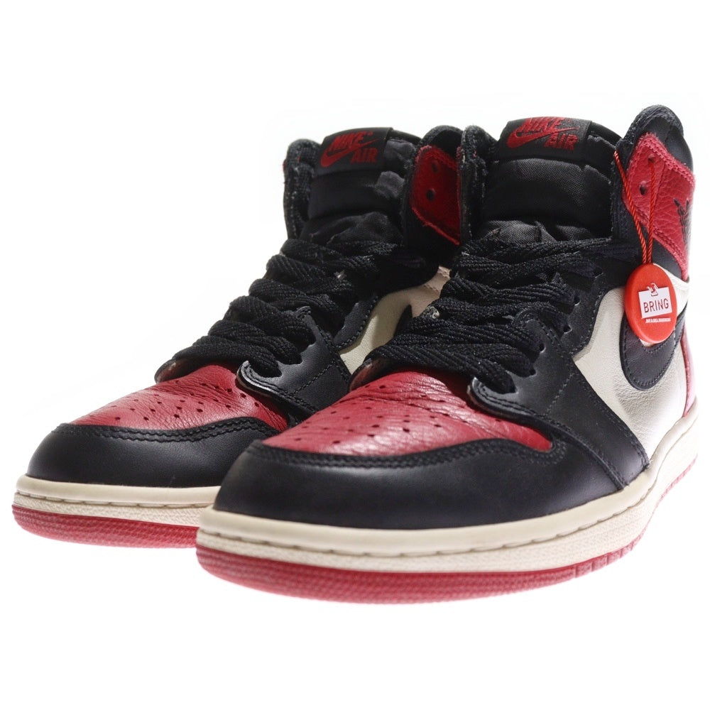 NIKE(ナイキ) AIR JORDAN1 RETRO HIGH OG エアジョーダン1 ブレッド ハイカットスニーカー ホワイト/レッド US8/26cm 555088-610