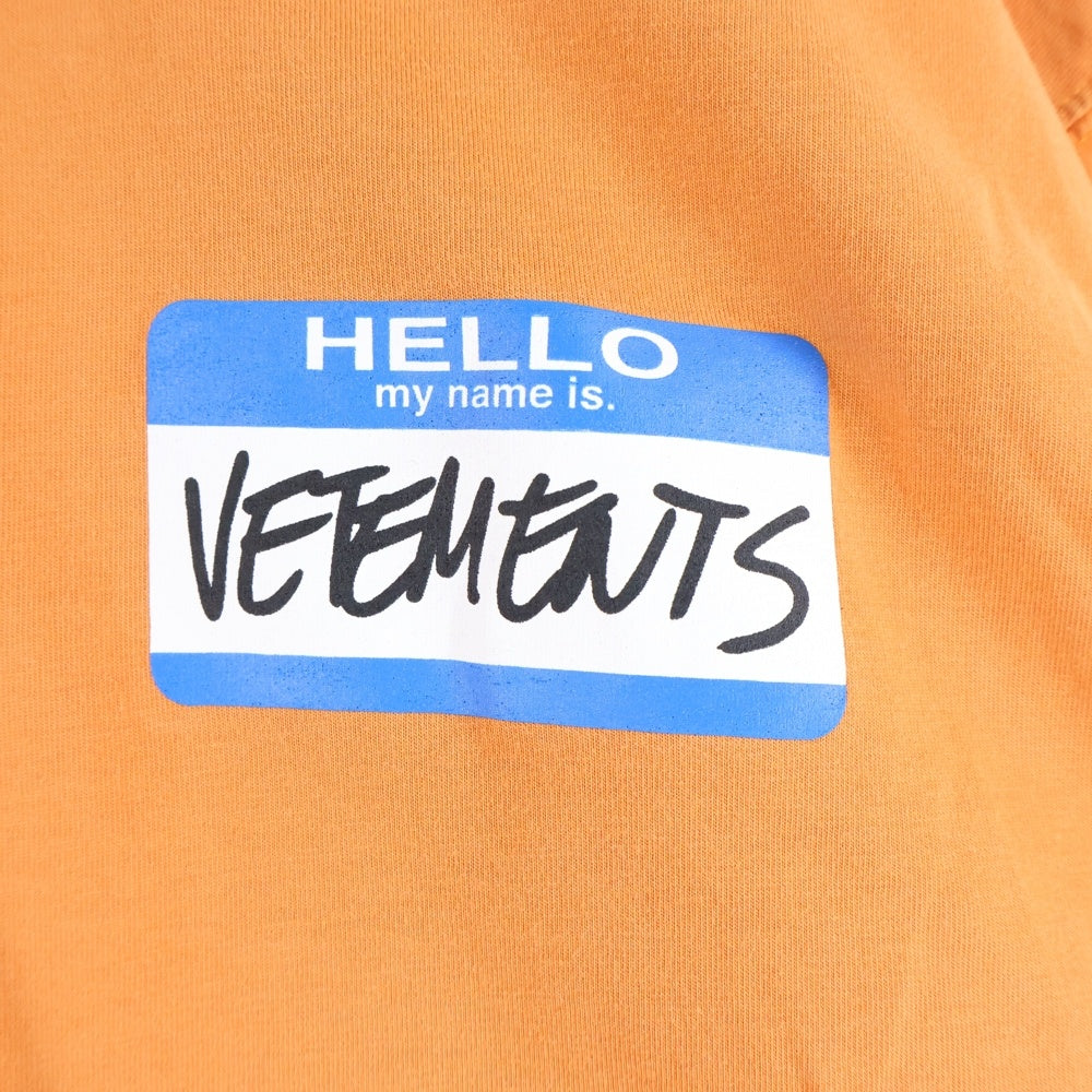 VETEMENTS(ヴェトモン) My Name Is Oversized T-Shirt マイネームイズ 半袖Tシャツ オレンジ UA52TR330X