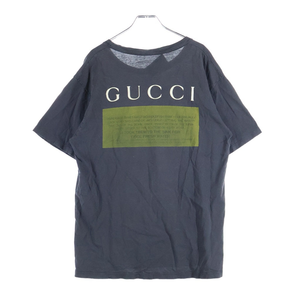 GUCCI(グッチ) Black Cat T-Shirt ダメージ加工 半袖Tシャツ グレー 493117 X3I29