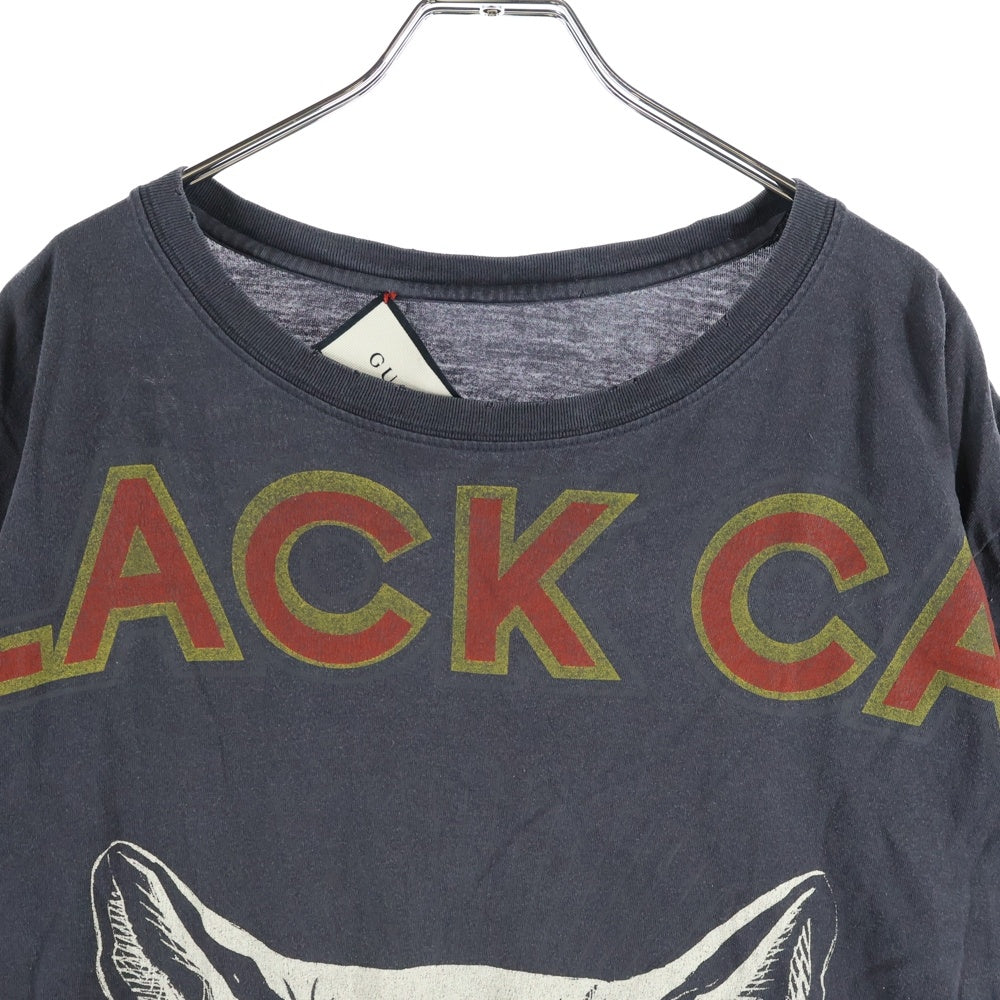 GUCCI(グッチ) Black Cat T-Shirt ダメージ加工 半袖Tシャツ グレー 493117 X3I29