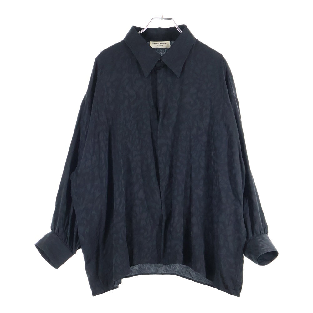 SAINT LAURENT PARIS(サンローランパリ) Silk Shirt 総柄シルクシャツ 長袖シャツ ブラック 705698 Y1F14