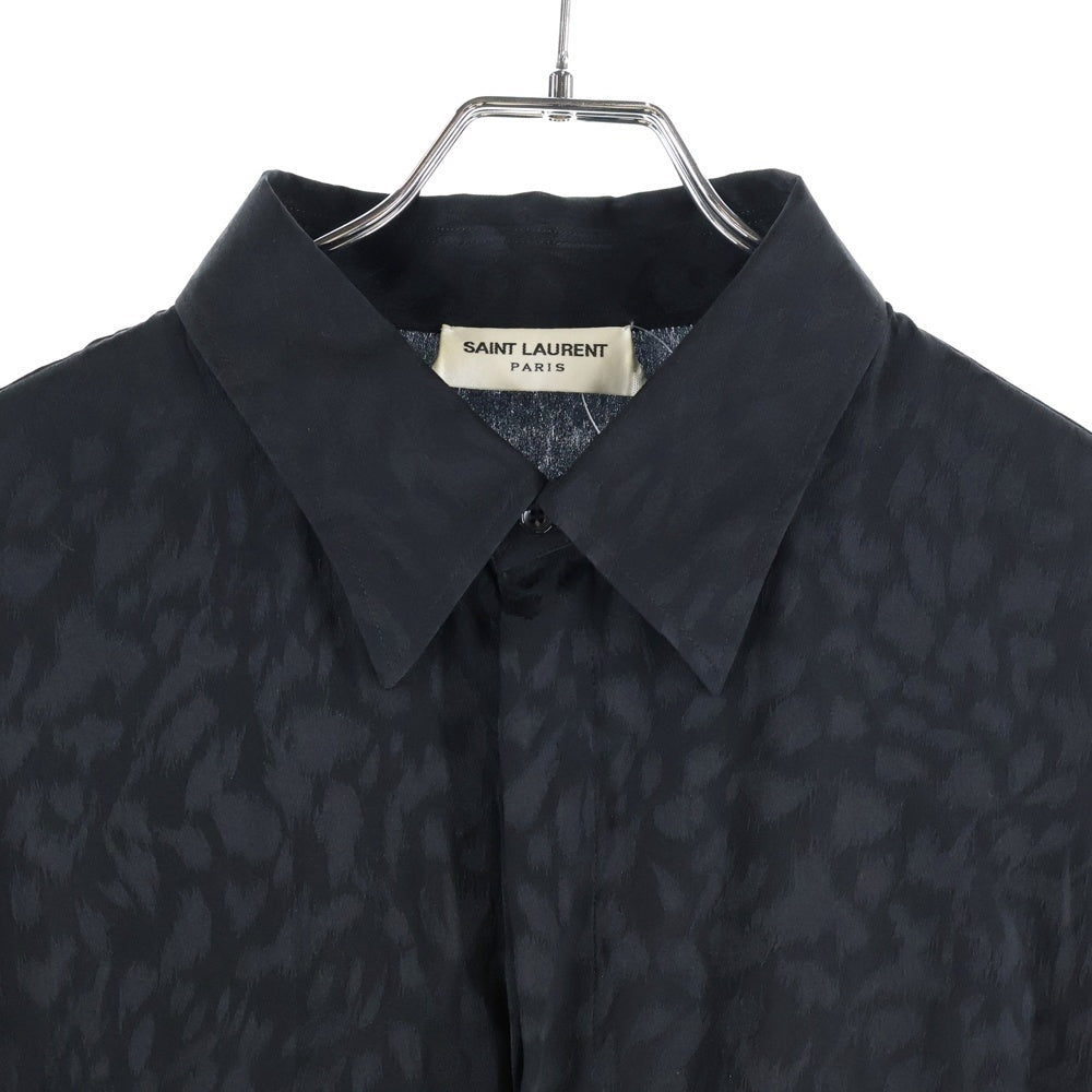 SAINT LAURENT PARIS(サンローランパリ) Silk Shirt 総柄シルクシャツ 長袖シャツ ブラック 705698 Y1F14
