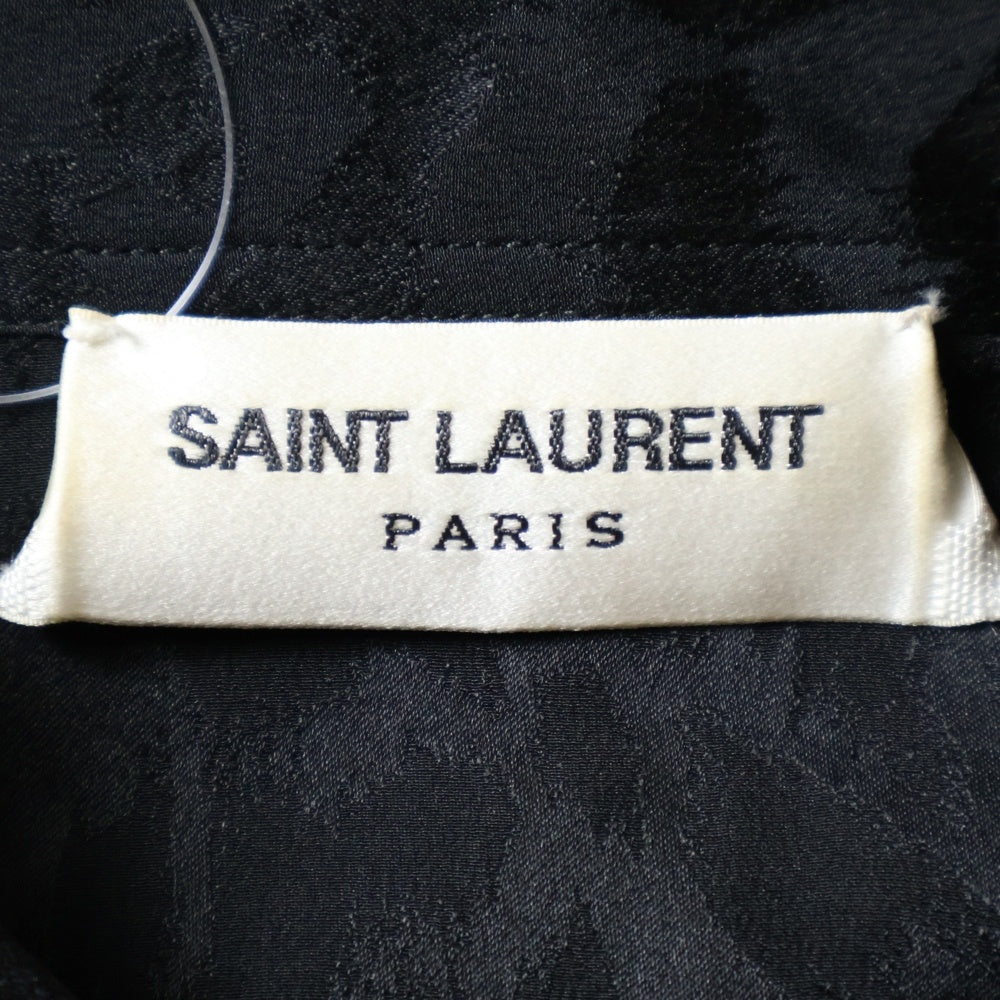 SAINT LAURENT PARIS(サンローランパリ) Silk Shirt 総柄シルクシャツ 長袖シャツ ブラック 705698 Y1F14