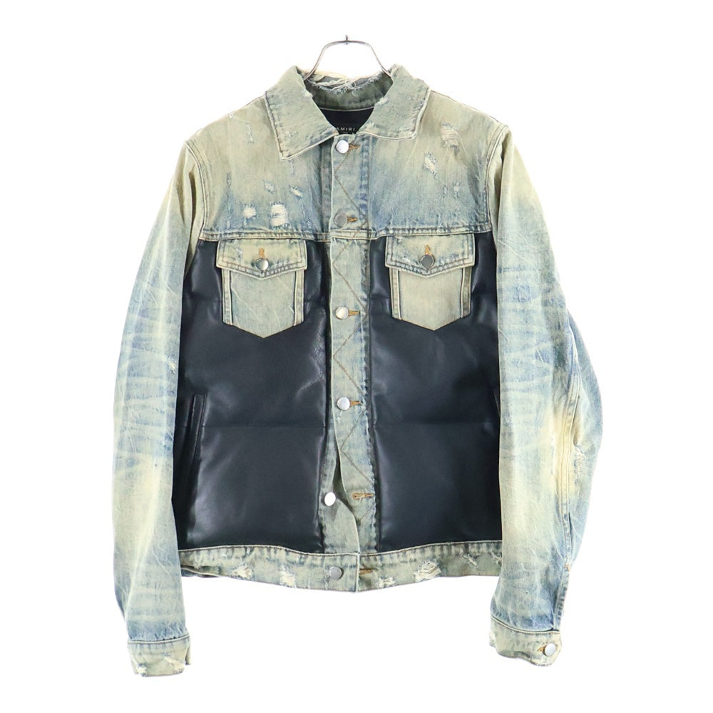 AMIRI(アミリ) Denim Down Jacket ダウン切替 ダメージ加工 デニムジャケット インディゴ