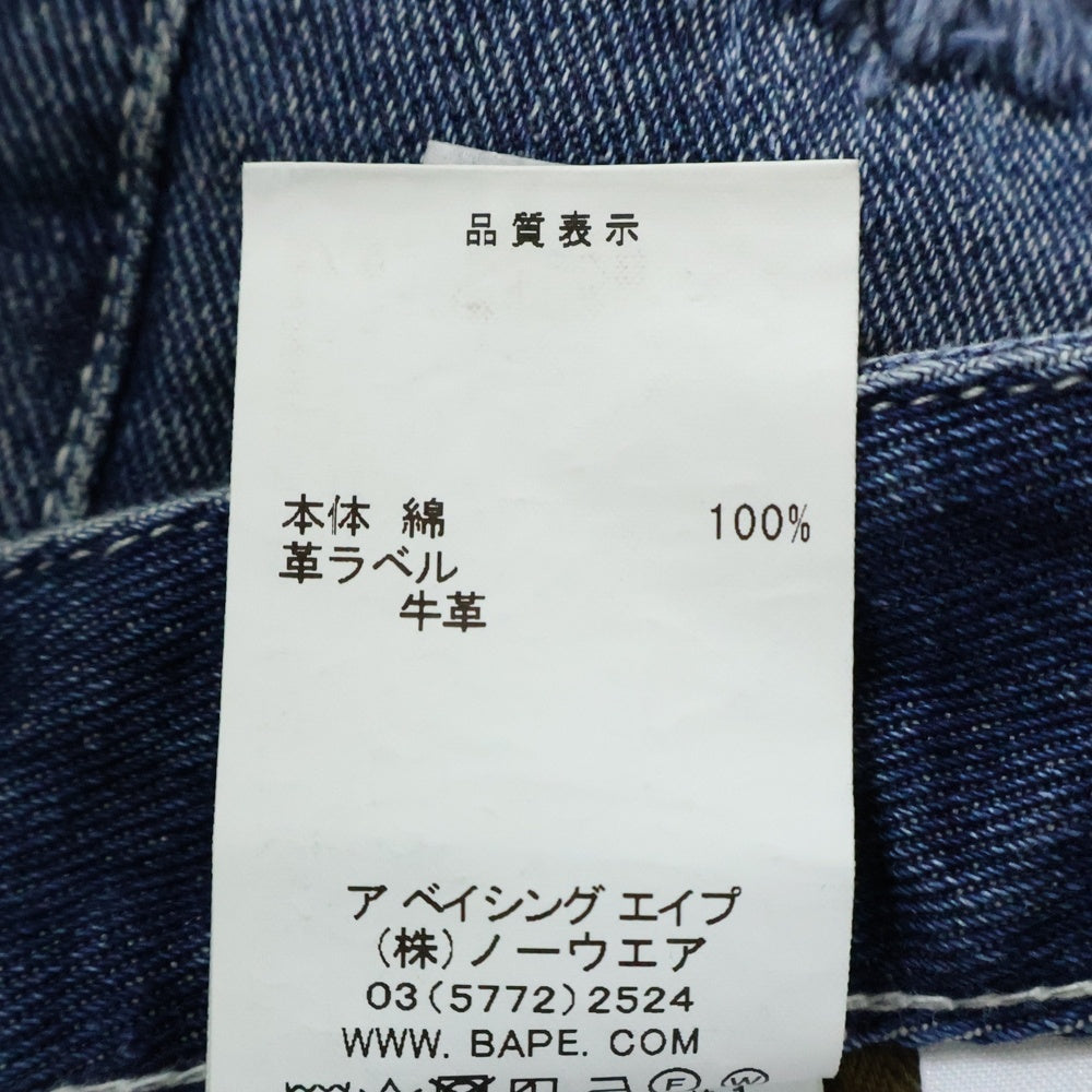 A BATHING APE(アベイシングエイプ) Denim Shorts ロゴワッペン デニムショーツ ハーフパンツ レディース インディゴ 001DSG302501X