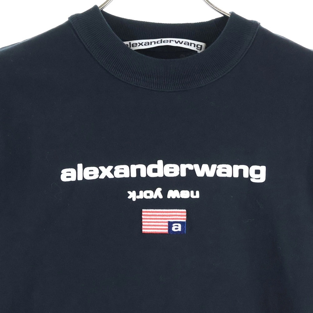 ALEXANDER WANG(アレキサンダーワン) L/S T-SHIRT ロゴ刺繍 長袖Tシャツ ロンT ブラック