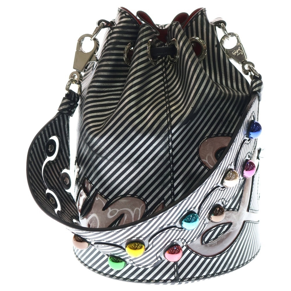 CHRISTIAN LOUBOUTIN(クリスチャンルブタン) MARIE JANE マリージェーン レザー×PVC バケットショルダーバッグ ブラック/シルバー