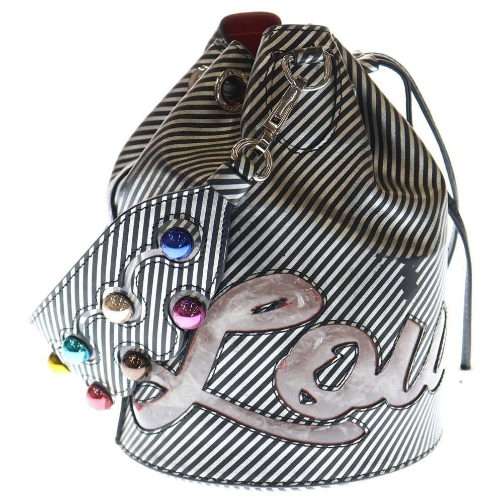 CHRISTIAN LOUBOUTIN(クリスチャンルブタン) MARIE JANE マリージェーン レザー×PVC バケットショルダーバッグ ブラック/シルバー