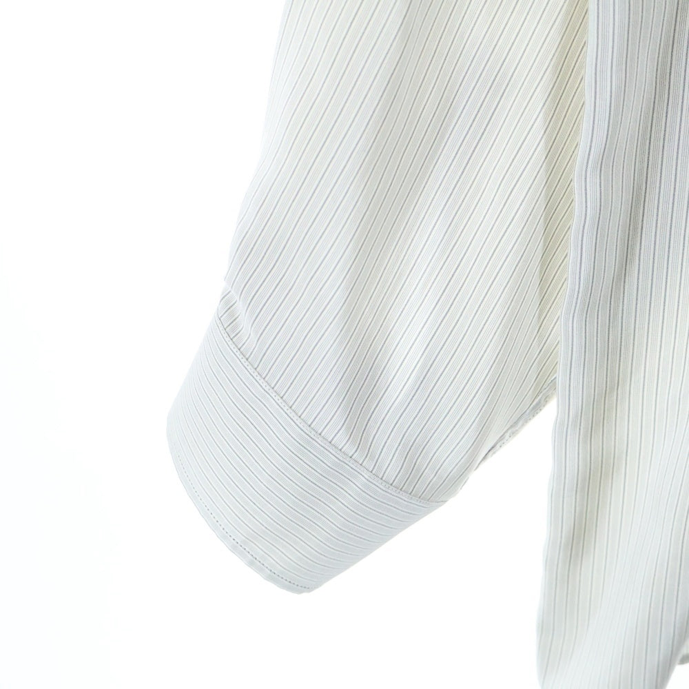 DIOR(ディオール) Silk Shirt ロゴ刺繍 ストライプ長袖シルクシャツ グレー