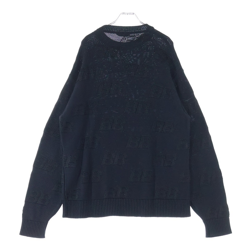 BALENCIAGA(バレンシアガ) BB Knit Sweater BBロゴ 総柄 クルーネックニットセーター ブラック 646993 T3194