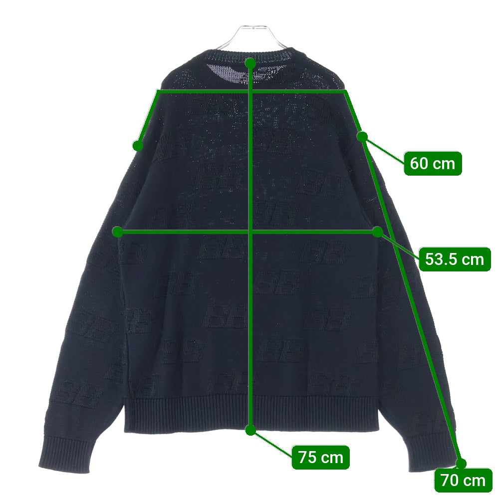 BALENCIAGA(バレンシアガ) BB Knit Sweater BBロゴ 総柄 クルーネックニットセーター ブラック 646993 T3194