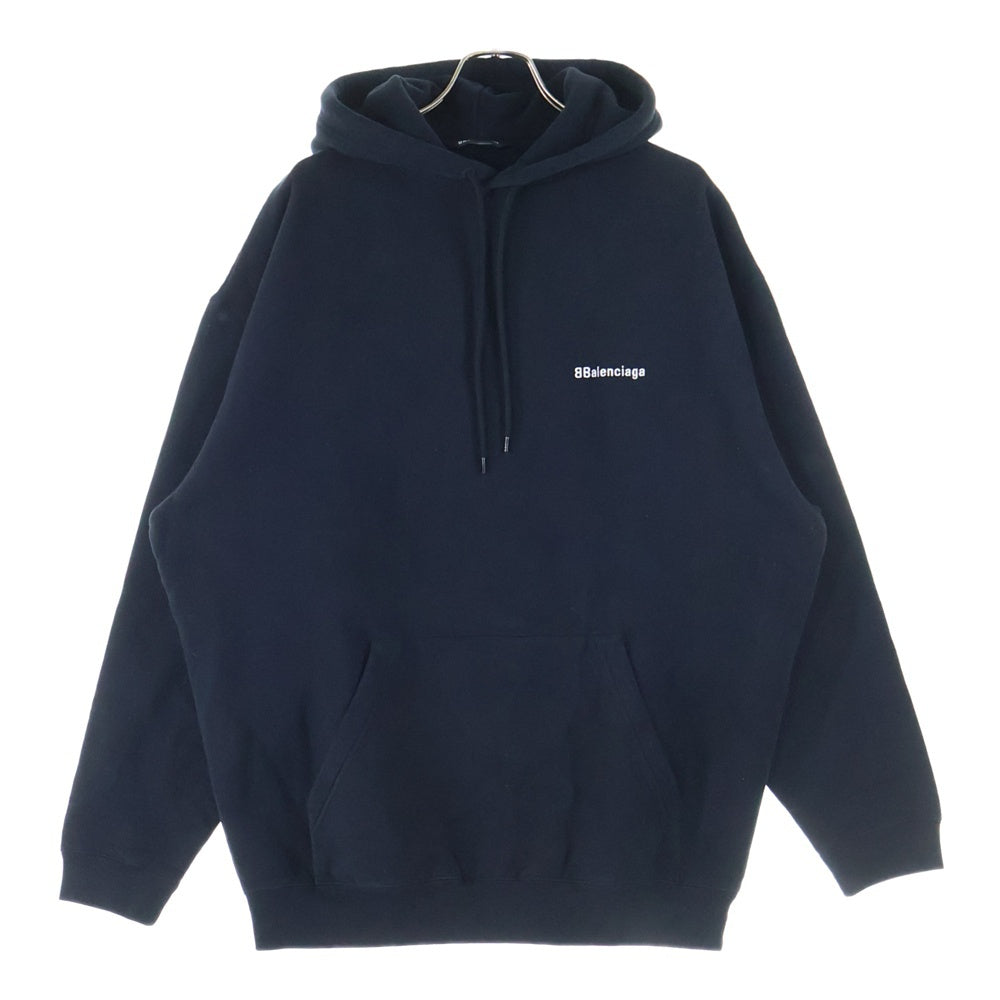 BALENCIAGA(バレンシアガ) BBロゴ刺繍 スウェットプルオーバーパーカー ブラック 570811 TJV85