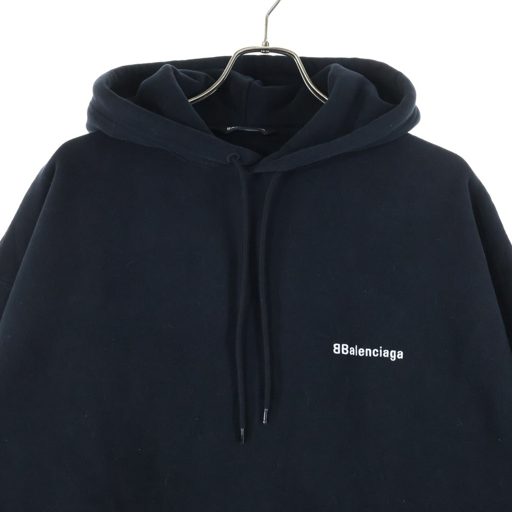 BALENCIAGA(バレンシアガ) BBロゴ刺繍 スウェットプルオーバーパーカー ブラック 570811 TJV85